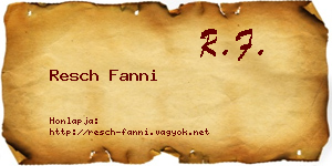 Resch Fanni névjegykártya